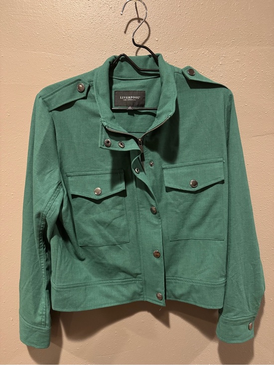 Liverpool Jackets & Blazers - Liverpool Crop Stretch Sateen Utility Jacket In Serpentine